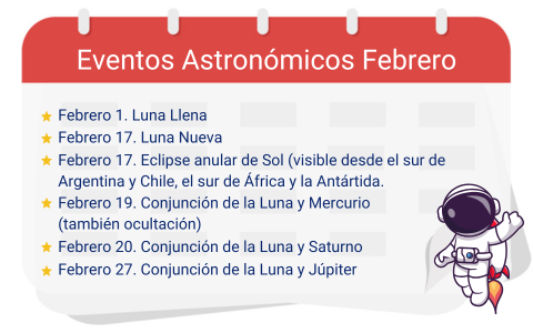 Calendario de eventos astronómicos del mes
